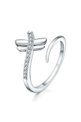 Ezüstös szitakötő gyűrű (állítható méret)