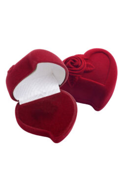 Rózsás szív bársony doboz gyűrű-fülbevaló-nyaklánc  58x55x42 mm