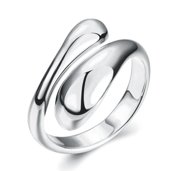Extravagáns ezüstös csepp gyűrű (állítható méret)