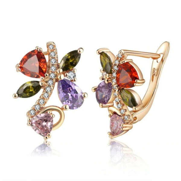 Színes Swarovski kristályos pillangó fülbevaló