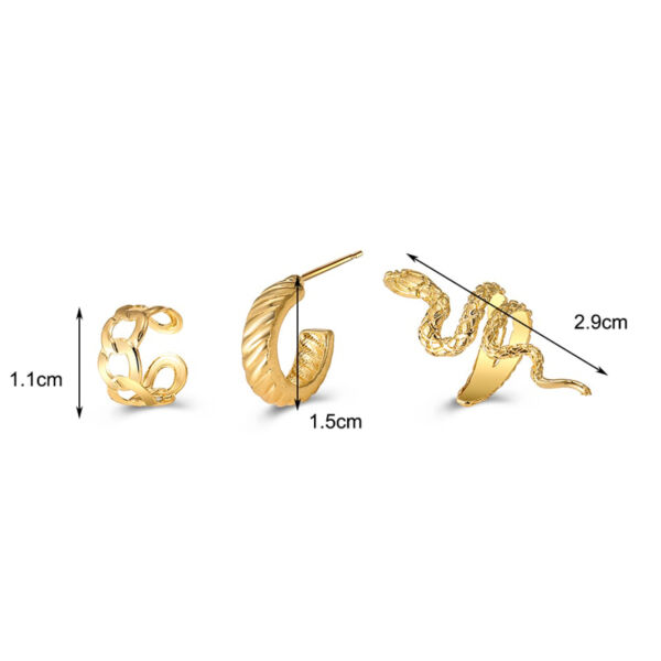 Három részes fülbevaló-füldísz szett arany